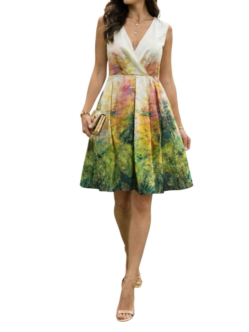 Lafayette 148 New York Junette Watercolor Abstract Floral Midi Dress Size 6 $648